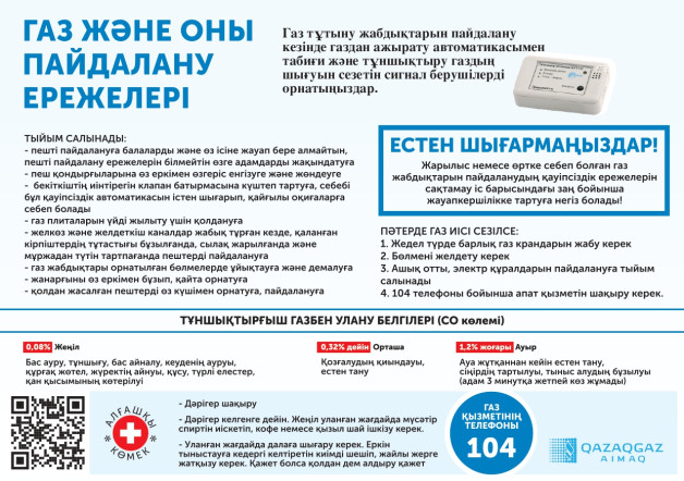 Табиғи газды қауіпсіз пайдалану: ескерту шаралары мен сақтық талаптары