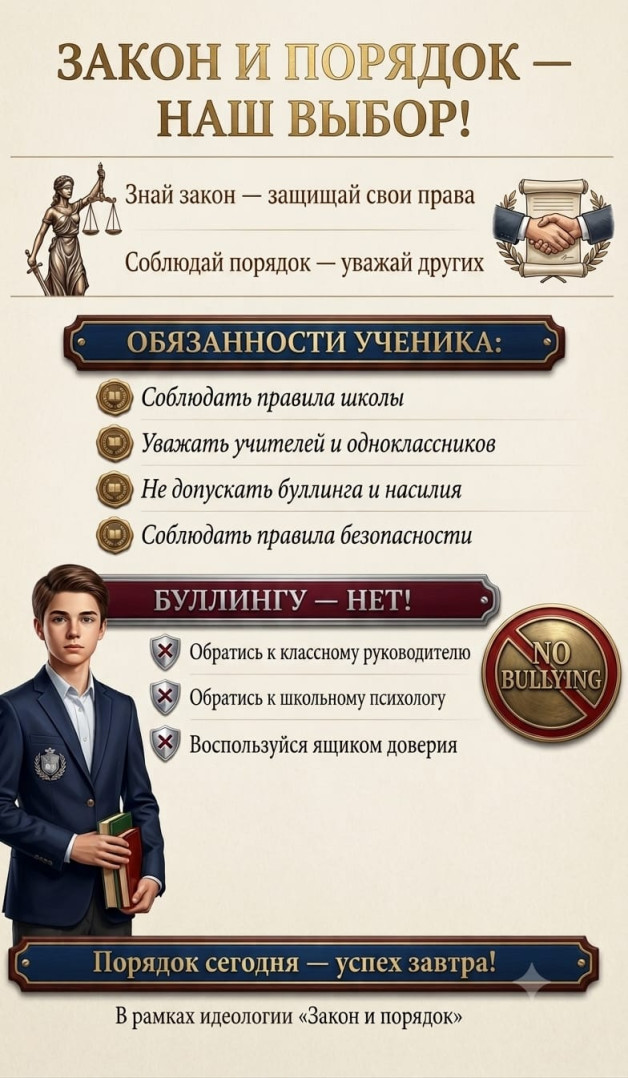 «Закон и порядок» – прочный фундамент школьного воспитания